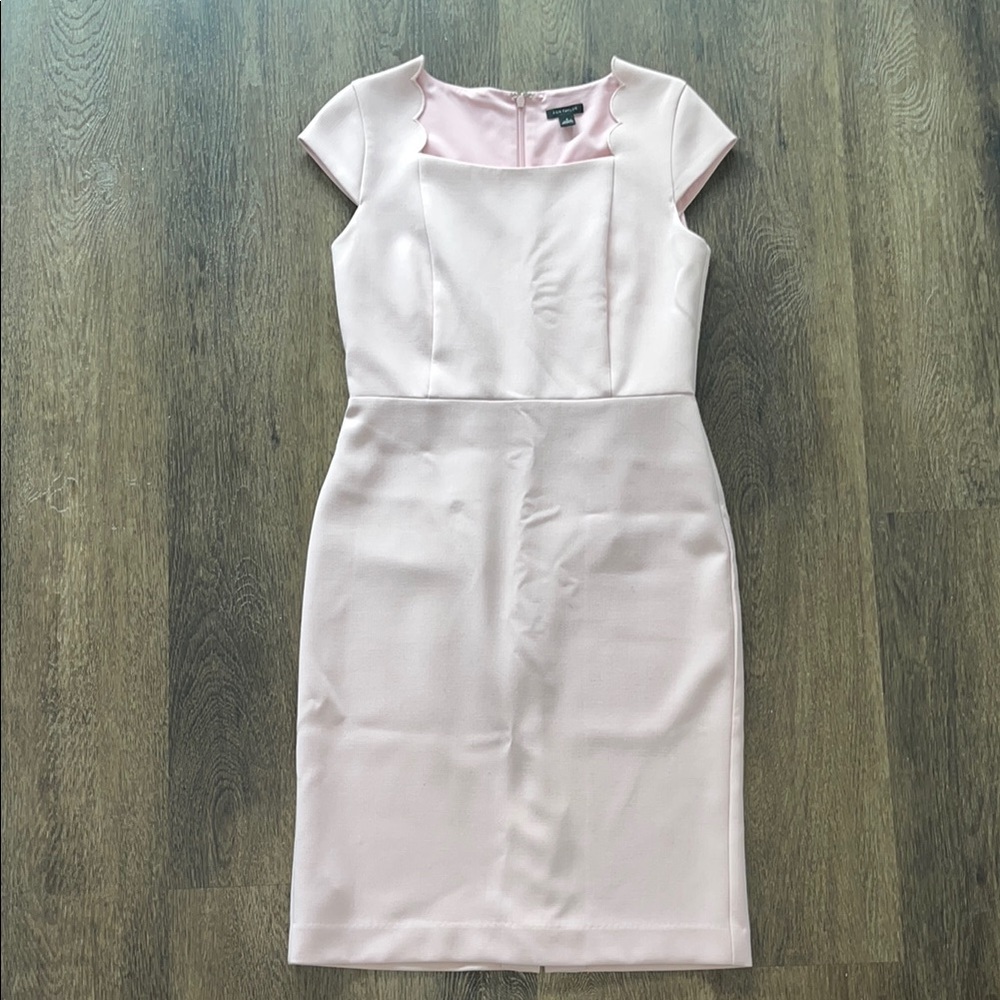 Ann Taylor White Sheath Midi Dress Square Neck Cap Sleeve